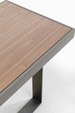 Konsola Do Przedpokoju Blat Fornirowany Orzech Nogi Stalowe 150x45 Cm