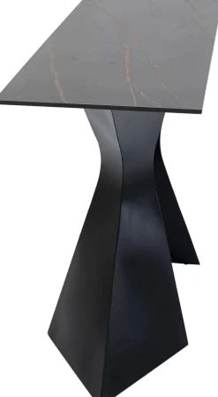 Konsola Do Przedpokoju Czarna Blat Marmur Mineralny Nogi Stalowe 140x45 Cm
