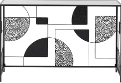 Konsola Do Przedpokoju Loft Czarna Stalowa Blat Lustrzany 120x33 Cm