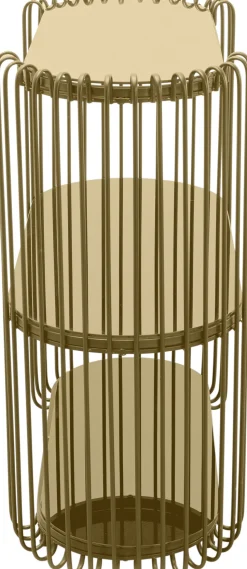 Konsola Do Przedpokoju Z Półkami Złota Stal I Szkło 81x37 Cm