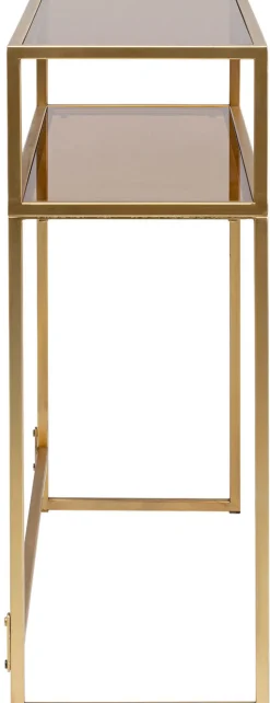 Konsola Loft 85x30 Cm Złota - Blat Szklany