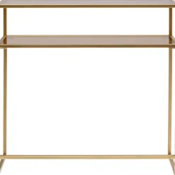 Konsola Loft 85x30 Cm Złota - Blat Szklany