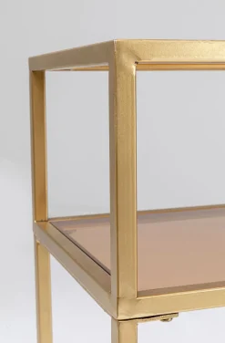 Konsola Loft 85x30 Cm Złota - Blat Szklany