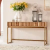 Konsola Z Szufladami MDF Naturalna 136x40 Cm Front Sklejka Jesionowa