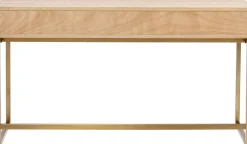 Konsola Z Szufladami MDF Naturalna 136x40 Cm Front Sklejka Jesionowa