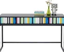 Konsola Z Szufladami MDF Czarna 136x40 Cm Front Kolorowy