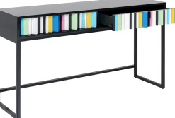 Konsola Z Szufladami MDF Czarna 136x40 Cm Front Kolorowy