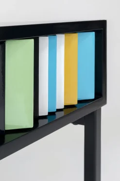 Konsola Z Szufladami MDF Czarna 136x40 Cm Front Kolorowy