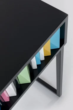 Konsola Z Szufladami MDF Czarna 136x40 Cm Front Kolorowy