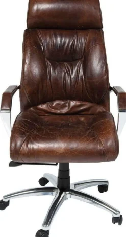 Krzesło Biurowe Cigar 62x113 Cm Brązowe Skóra Naturalna