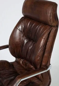 Krzesło Biurowe Cigar 62x113 Cm Brązowe Skóra Naturalna