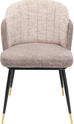 Krzesło Do Jadalni Tapicerowane Brązowo-beżowe Nogi Czarno-złote 52xs81 Cm