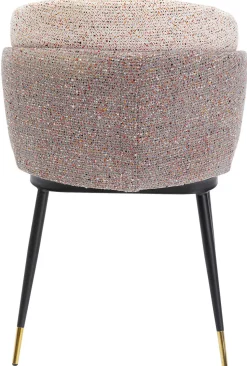 Krzesło Do Jadalni Tapicerowane Brązowo-beżowe Nogi Czarno-złote 52xs81 Cm