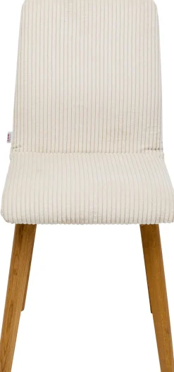 Krzesło Do Jadalni Tapicerka Kremowa Nogi Dębowe Olejowane 44x92 Cm