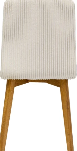 Krzesło Do Jadalni Tapicerka Kremowa Nogi Dębowe Olejowane 44x92 Cm
