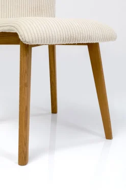 Krzesło Do Jadalni Tapicerka Kremowa Nogi Dębowe Olejowane 44x92 Cm