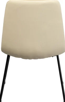 Krzesło Kremowe Siedzisko Pikowane Nogi Czarne Stalowe 49x86 Cm