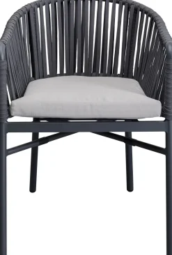 Krzesło Ogrodowe Z Podłokietnikami Ciemnoszare Rama Aluminiowa 57x76 Cm