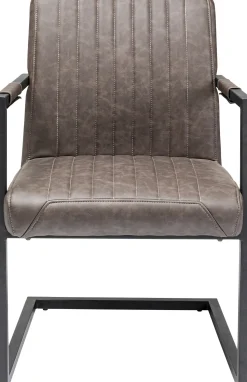 Krzesło Swing Z Podłokietnikami Loft Brązowe Nogi Czarne 54x87 Cm
