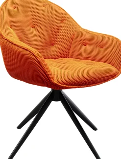 Krzesło Z Podłokietnikami Obrotowe Pikowane Pomarańczowe Nogi Czarne 64x81 Cm