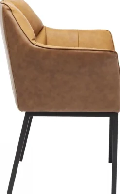 Krzesło Z Podłokietnikami Thinktank 62x85 Cm Jasnobrązowe Skóra Naturalna