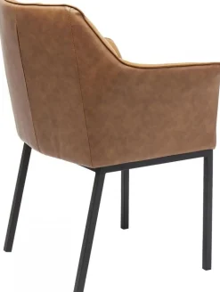 Krzesło Z Podłokietnikami Thinktank 62x85 Cm Jasnobrązowe Skóra Naturalna