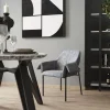 Krzesło Z Podłokietnikami Tapicerowane Szare 70x85 Cm Nogi Czarne
