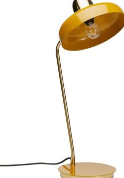Lampa Biurkowa Stalowa Złota Z Pomarańczowym Kloszem 56 Cm