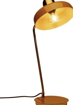 Lampa Biurkowa Stalowa Złota Z Pomarańczowym Kloszem 56 Cm