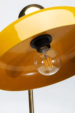 Lampa Biurkowa Stalowa Złota Z Pomarańczowym Kloszem 56 Cm