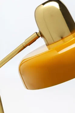 Lampa Biurkowa Stalowa Złota Z Pomarańczowym Kloszem 56 Cm