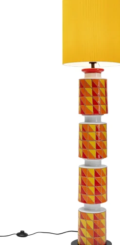 Lampa Podłogowa Ceramiczna Kolorowa Abażur Pomarańczowy Ø33x138 Cm