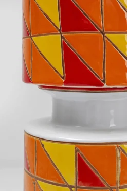 Lampa Podłogowa Ceramiczna Kolorowa Abażur Pomarańczowy Ø33x138 Cm
