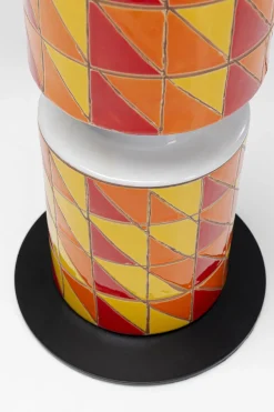 Lampa Podłogowa Ceramiczna Kolorowa Abażur Pomarańczowy Ø33x138 Cm