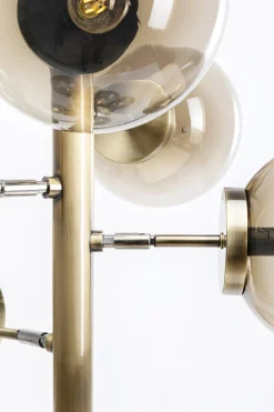 Lampa Podłogowa Duża Złota Klosze Szklane Kule Przydymione 160 Cm