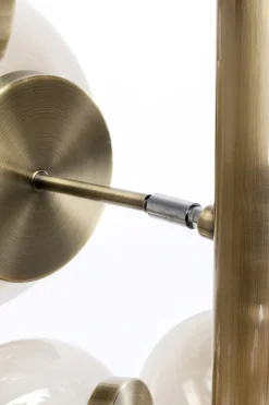 Lampa Podłogowa Duża Złota Klosze Szklane Kule Przydymione 160 Cm