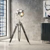 Lampa Podłogowa Movie 230 Cm Trójnóg Drewno Mango I Aluminium