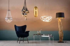 Lampa Podłogowa Nature Straight 52x171 Cm Czarno-drewniana