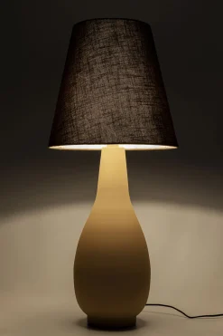 Lampa Podłogowa Podstawa Stalowa Beżowa Abażur Lniany Szary Ø42x99 Cm