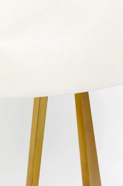 Lampa Podłogowa Podstawa Złota Stalowa Abażur Biały Lniany 150 Cm
