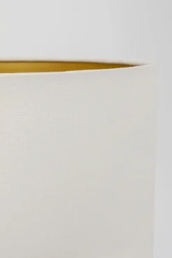 Lampa Podłogowa Podstawa Złota Stalowa Abażur Biały Lniany 150 Cm