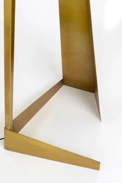 Lampa Podłogowa Podstawa Złota Stalowa Abażur Biały Lniany 150 Cm