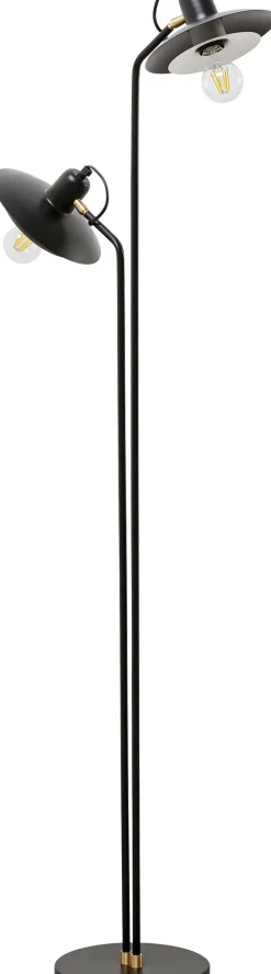 Lampa Podłogowa Podwójna Czarna Stalowa 149 Cm