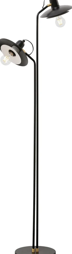 Lampa Podłogowa Podwójna Czarna Stalowa 149 Cm
