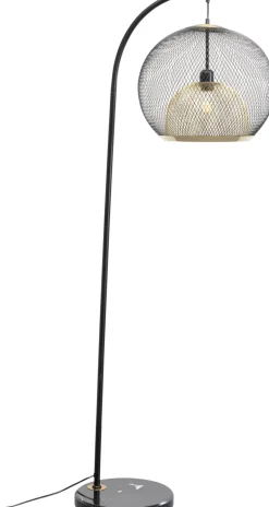 Lampa Podłogowa Stal Czarno-złota Podstawa Marmurowa 156 Cm