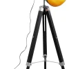 Lampa Podłogowa Trójnóg Z Regulacją Wysokości Czarna Drewno I Stal 95-140 Cm