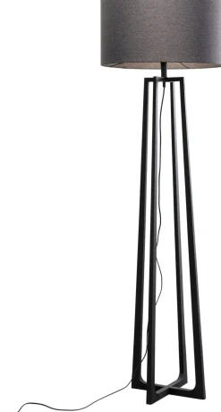 Lampa Podłogowa Z Abażurem Czarna Stal 160 Cm