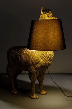 Lampa Podłogowa Złota Alpaka Z Czarnym Abażurem 81x108 Cm