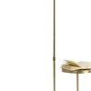 Lampa Podłogowa Złota Ze Stolikiem Abażur Lniany 155 Cm