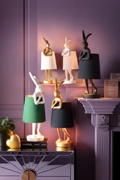 Lampa Stołowa Animal Rabbit 23x68 Cm Złota - Klosz Czarny